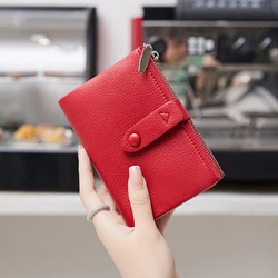 미니멀리스트 여성용 지갑 짧은 접이식 카드 가방 고품질PUMulti 기능성 포켓 명함 클립ClassicZipper MoneyClip