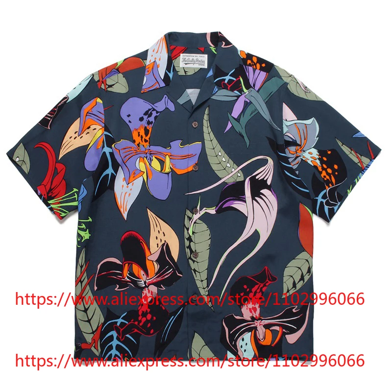 Hot New WACKO MARIA Casual Floral Print Men's Shirt Short Sleeve Button Up Streetwear Daily Top Fast Delivery