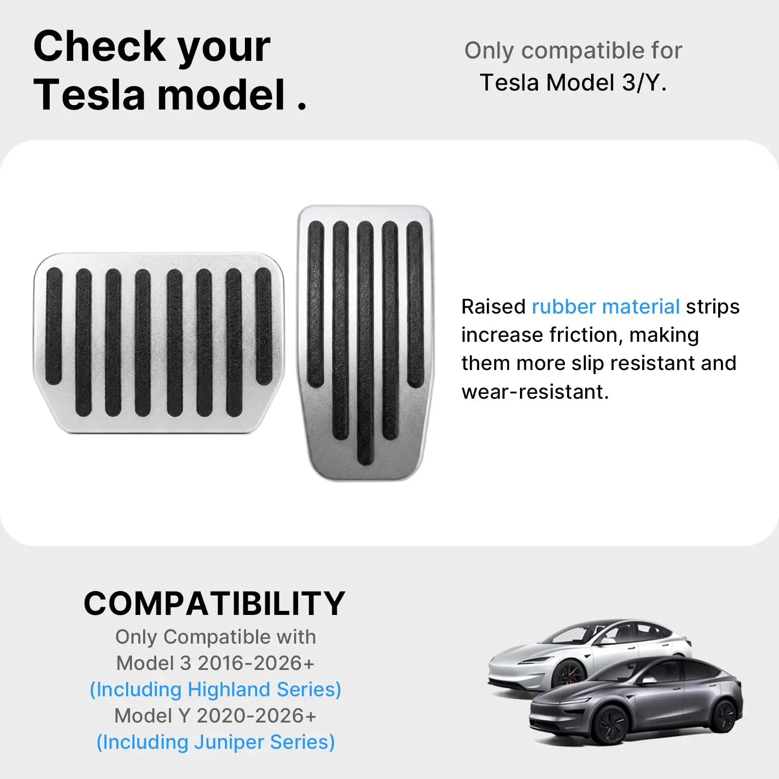 For Tesla Performance Pedal Pads Cover Foot Aluminum Non-Slip Pedals for Model Y(Juniper) Model 3(Highland) 3/Y 2017-2026 image 2