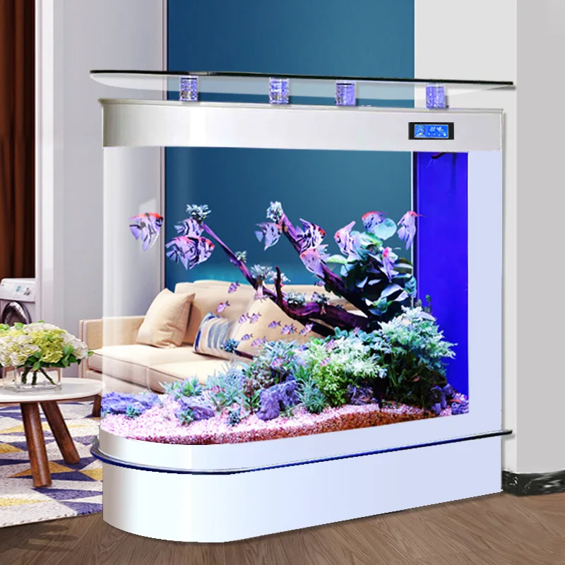 Source Factory Chuanghai Bullet Goldfish Tank Living Room Household Medium and Large Glass Ecological Floor Screen Aquarium