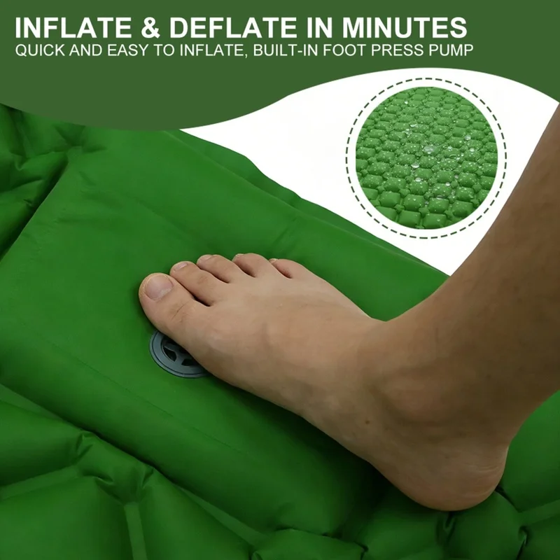 Portable Self-Inflating Double Sleeping Mat, Thick Camping Pad with Built-In Pillow & Foot Inflation for Outdoor Adventure