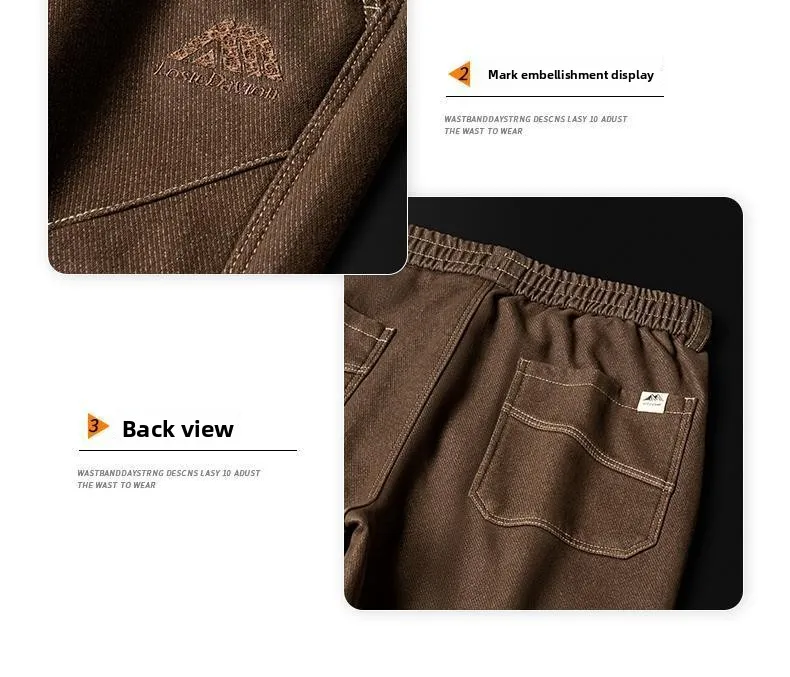 Celana Pria Model Open-crotch, Overall Kasual Beludru Celana Pria Musim Gugur dan Musim Dingin Model Ikat Kaki Sembilan Perempat Celana Overall Amerika