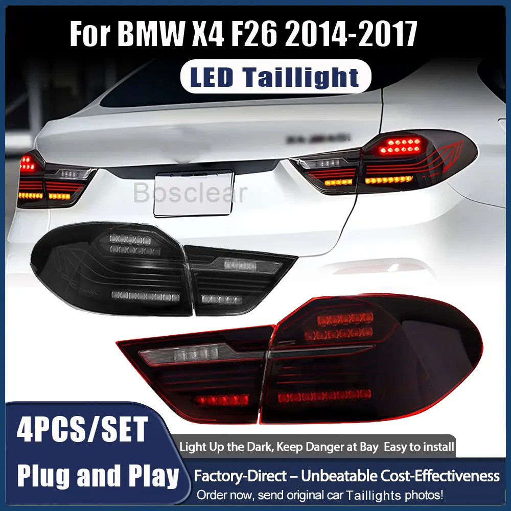4pcs Car Taillights for BMW X4 F26 LED Taillamps Assembly 2014-2017 with Driving Brake Sequential Turn Signal And Reverse Lights