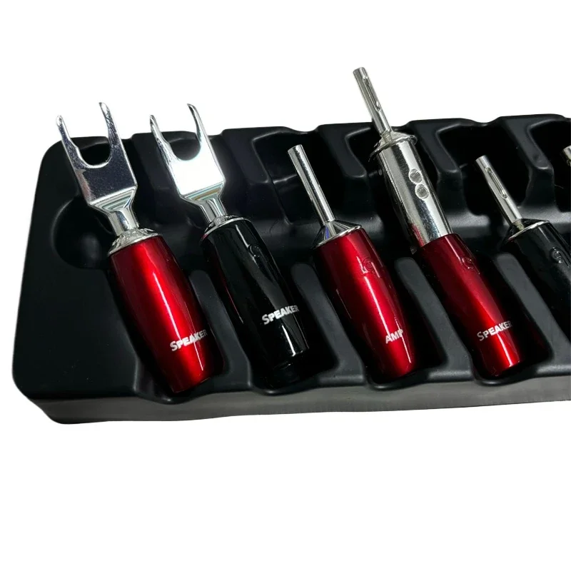 HiF Audio Adapter 507 Series Red Copper Amplifier Speaker Banana Plug Silver Plated Multi-Spade Connector