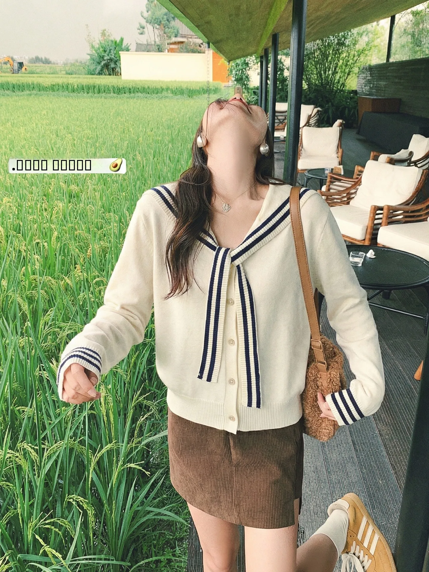 

Naval Collar Knitted Sweater Women's Autumn Winter Design Sense Fake Two-Piece College Sle V-ne Warm Fce Long Sve Top