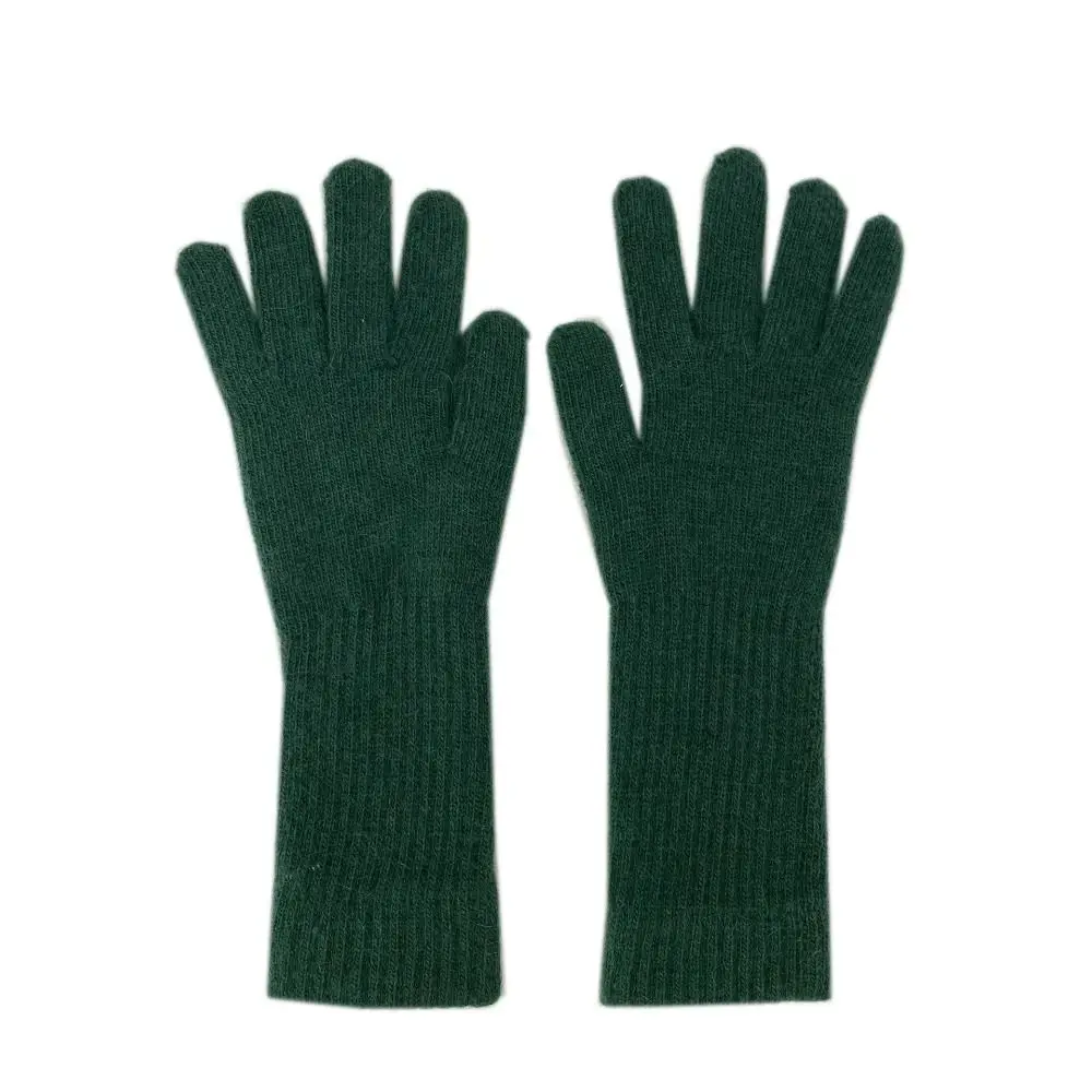 Striped Thermal Knitted Gloves Rabbit Fur Thickened Knitted Gloves Windproof Cold Resistant Split Finger Long Gloves