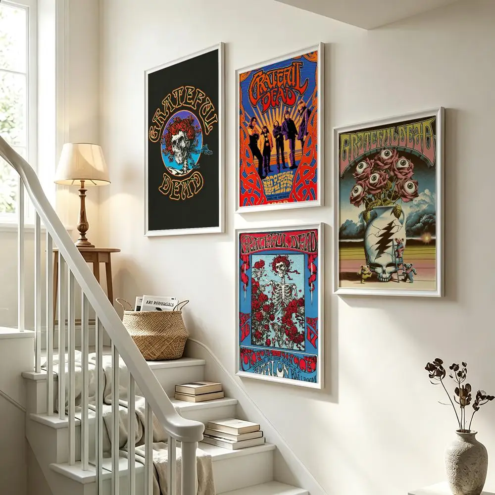 band Grateful Dead Poster Poster HD Waterproof Self-adhesive Art Print Wall Decor for Bedroom Living Room Gift