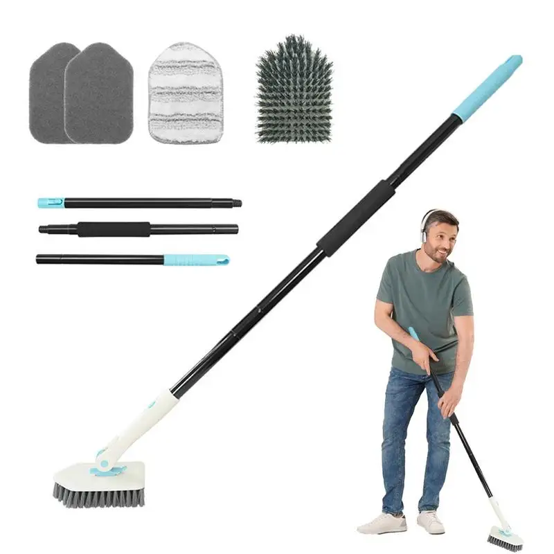 

Floor Cleaning Brush Detachable Scrub Brush For Floor Portable Tile Brush With Handle Household Cleaner Brush For Bathroom Tiles