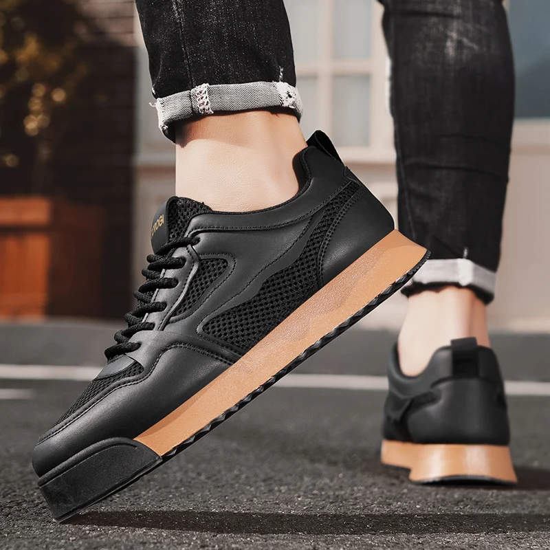 

2025 Новая универсальная модная удобная повседневная спортивная мужская обувь с низким верхом и толстой подошвой из дышащей сетки