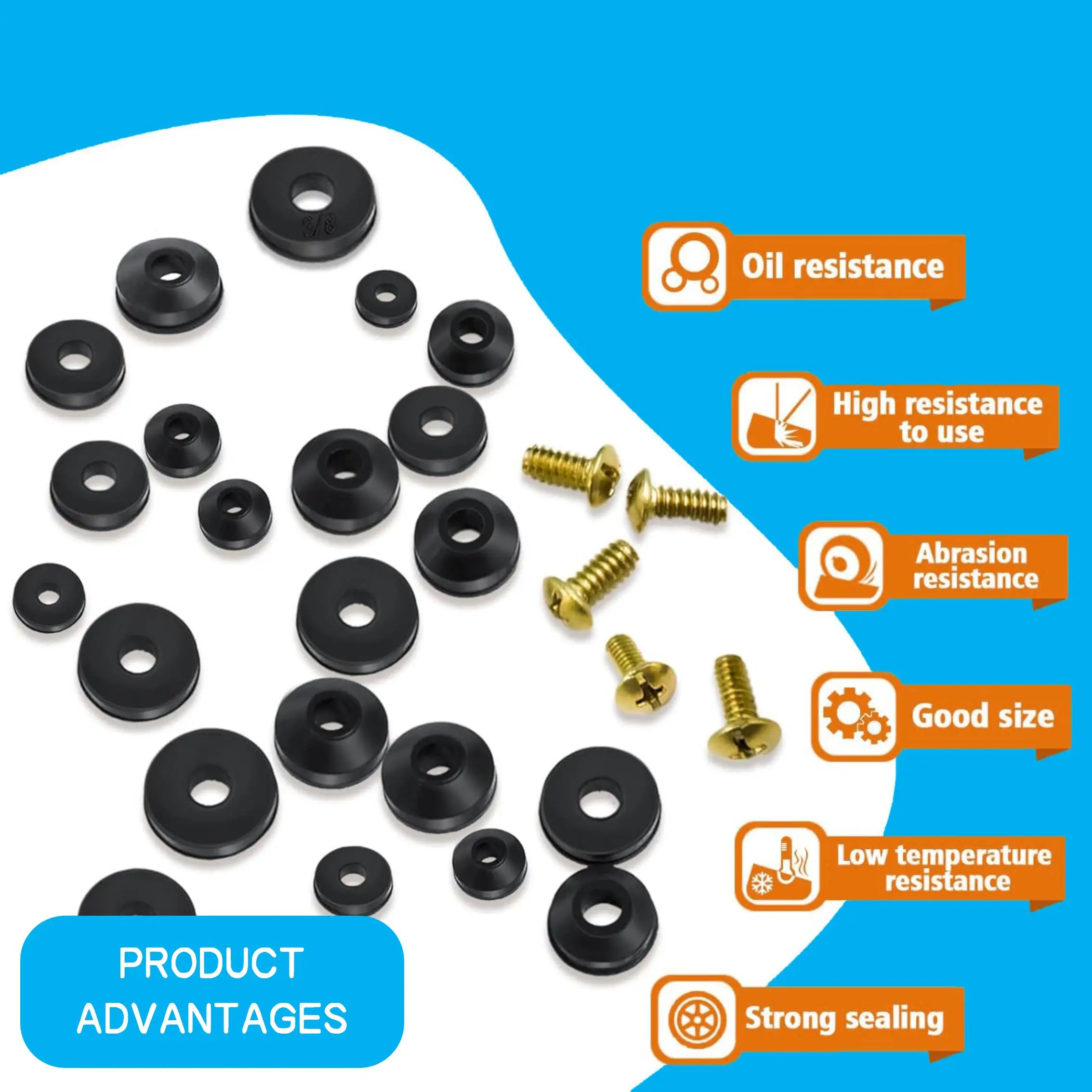 203 Pcs Plumbing and Faucet Washers Assortment Kit for Assorted Spigot Water Hose Bib Outside Garden Faucet Splitter Gasket Leak