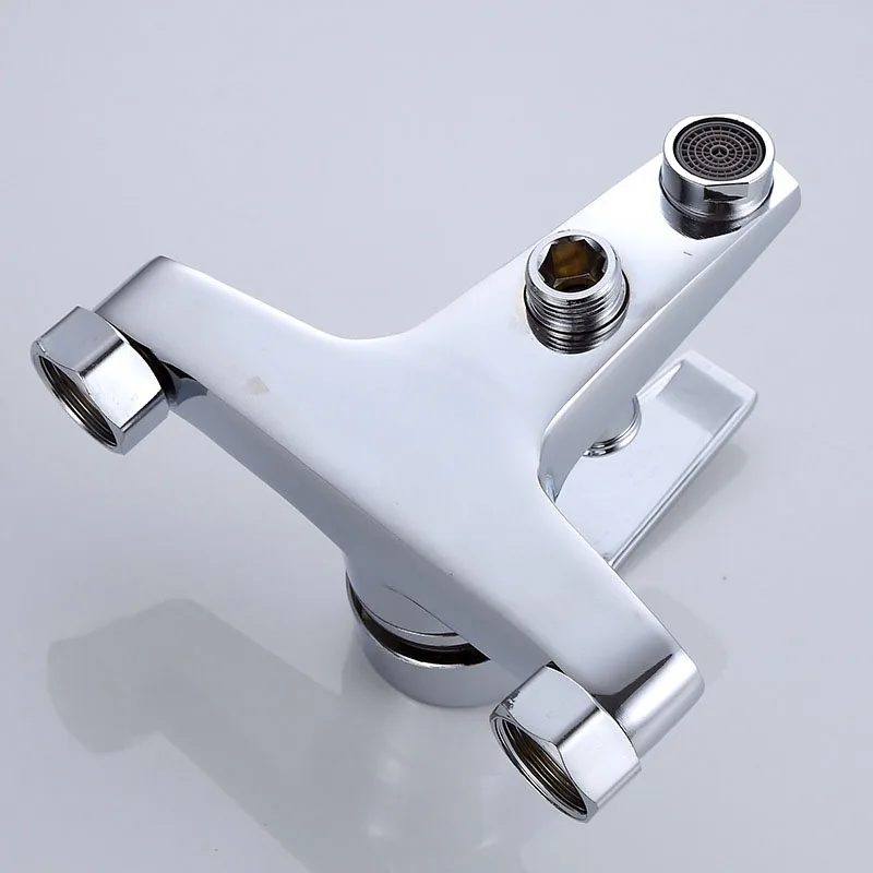 Zinc Alloy Basin Faucets Chrome Wall Mounted Hot Cold Water Dual Spout Mixer Tap For Bathroom Splitter Bath Shower Basin