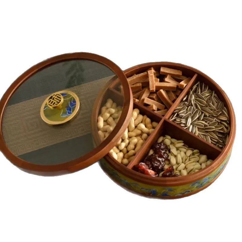 

Solid wood dried fruit box, walnut color nut plate, household dried fruit storage plate