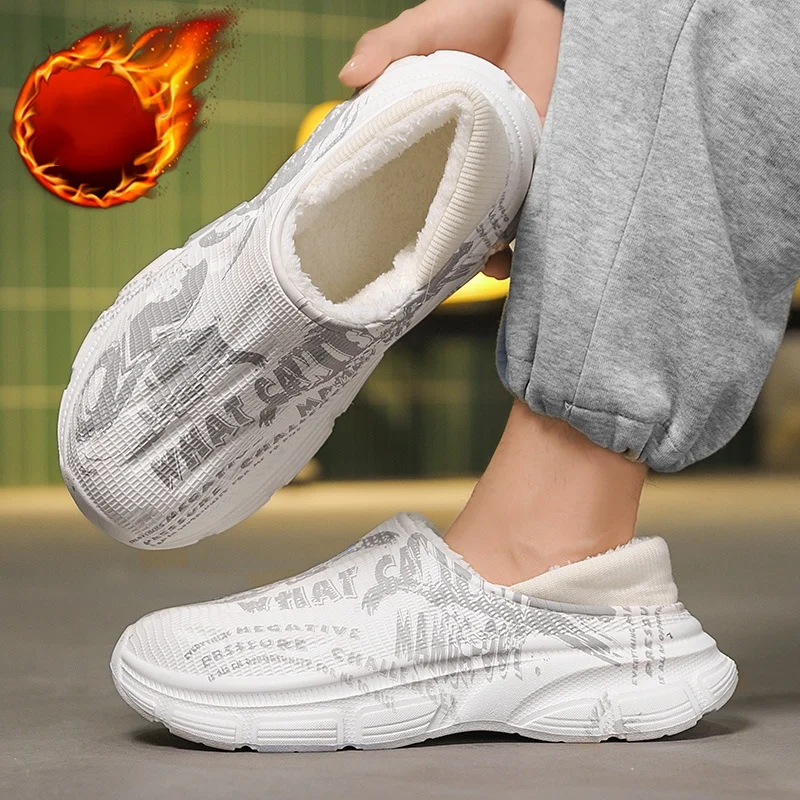 شبشب قطني للرجال، نمط جديد للخريف والشتاء، نعل داخلي سميك، مبطن بالصوف، دافئ، غير قابل للانزلاق، مقاوم للماء، حذاء قطني مغلق من الأمام #6