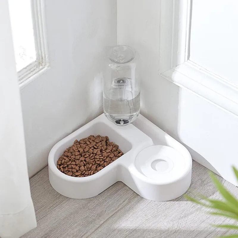 Dog Bowl Cat Feeder Bowl With Water Bottle Automatic Drinker Feeding Bowl Save Space Dog Bowl Cat Bowl Pet Supplies