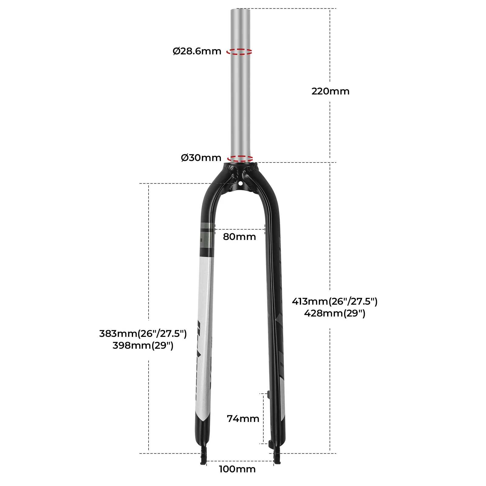 Bolany Bike Rigid Fork 26/27.5/29inch Disc Brake Mountain Fork Straight Tube 28.6MM Matte Lightweight MTB Bicycle Fork
