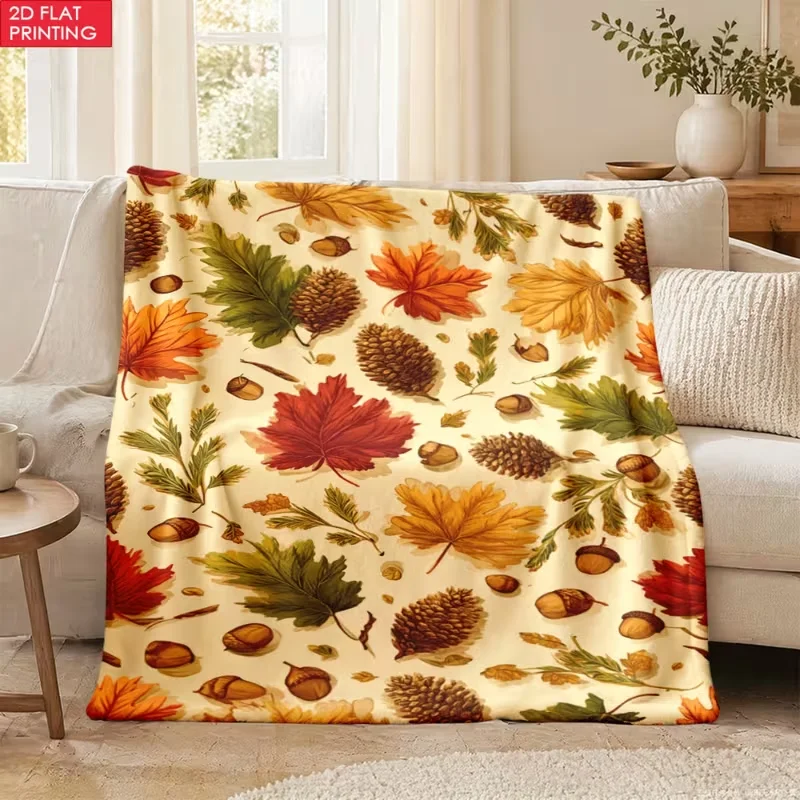 Orange White Checkered Pumpkin Blanket Fall Harvest Halloween Print Soft Warm Farmhouse Decor Blanket For Bedroom Couch