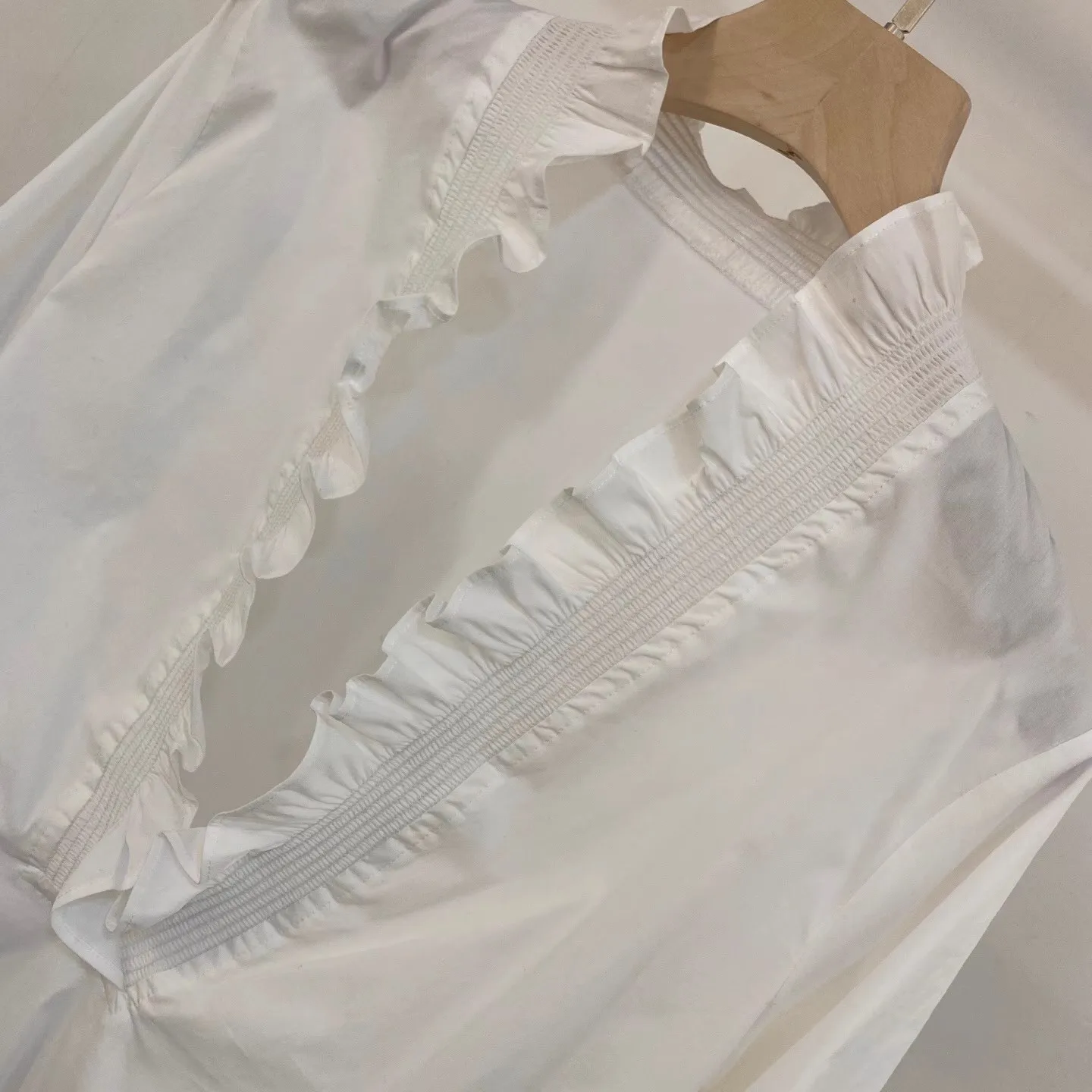 Sexy Deep V-Neck Blouse Shirts 2026 Spring Summer Fashion Women Pleated Ruffle Patchwork Long Sleeve Elegant White Tops Shirt