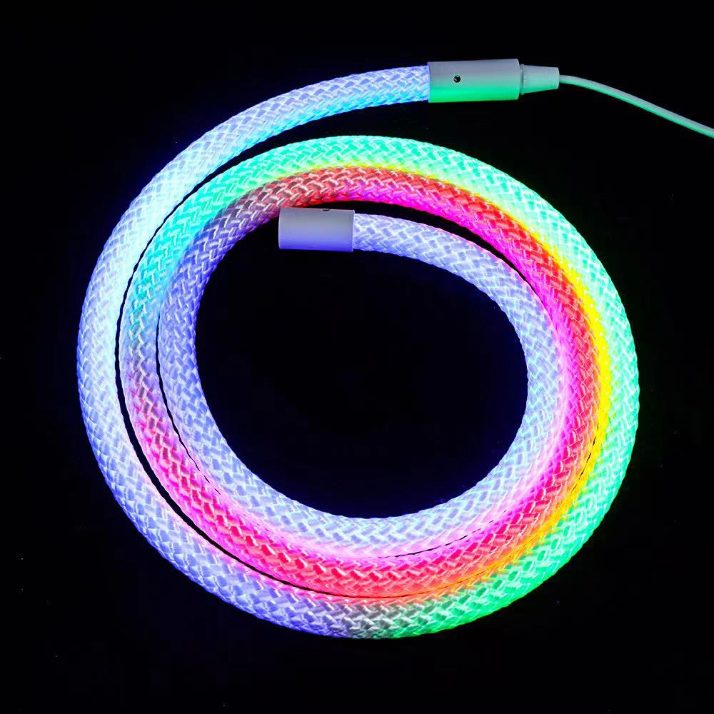 WS2812B LED Strip Light 360 Degree round Reticulate Pattern RGB IC Smart Pixel Addressable Tape 50 Leds/m IP67 DC5V 5m Neon Ligh