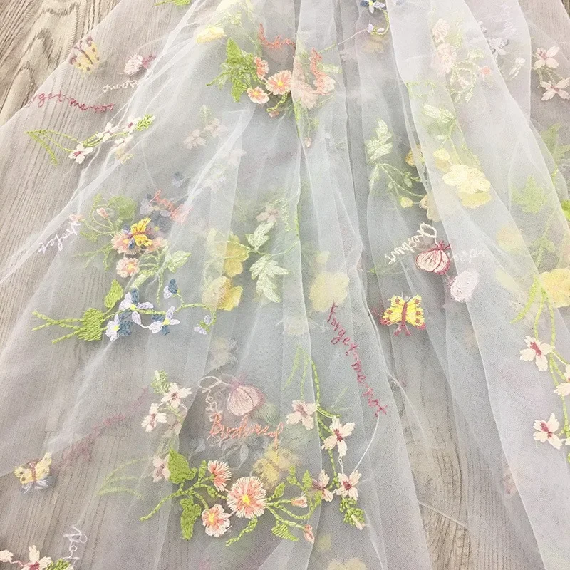 Swiss mesh floret embroidery lace fabric DIY dress dress curtain tablecloth decoration garment mesh high quality