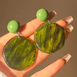 Trending Resin Irregular Big Circle Drop Earring Fashion Party Korean Elegant Earrings Female Jewelry For Woman 2024 New