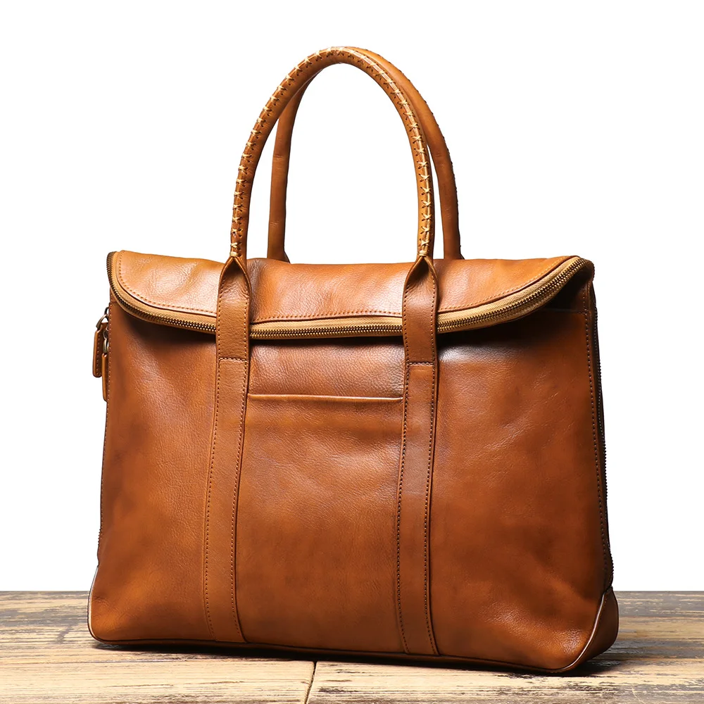 Étui à bombes en cuir vintage pour hommes, sac pour ordinateur portable en cuir de vachette avec document d'essuyage, cuir tanné végétal, sac à dos à bandoulière initié