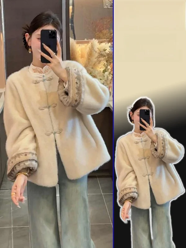 

Женское теплое свободное пальто больших размеров в корейском стиле на весну-осень, с круглым вырезом, на пуговицах, тонкая верхняя одежда для защиты от непогоды