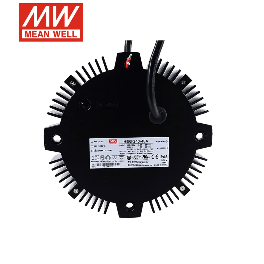 

MEAN WELL Dimming Constant Current Power Supply HBG-240-36A/48A/36B/48B Round Aluminum Shell LED Waterproof Power Supply