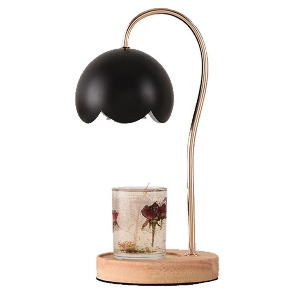 Dimmable Candle Warmer Lamp Wooden Base US Plug 110-130V Wax Melting Lamp with 2 Bulbs 50W Candle Warmer Light Reading Corner