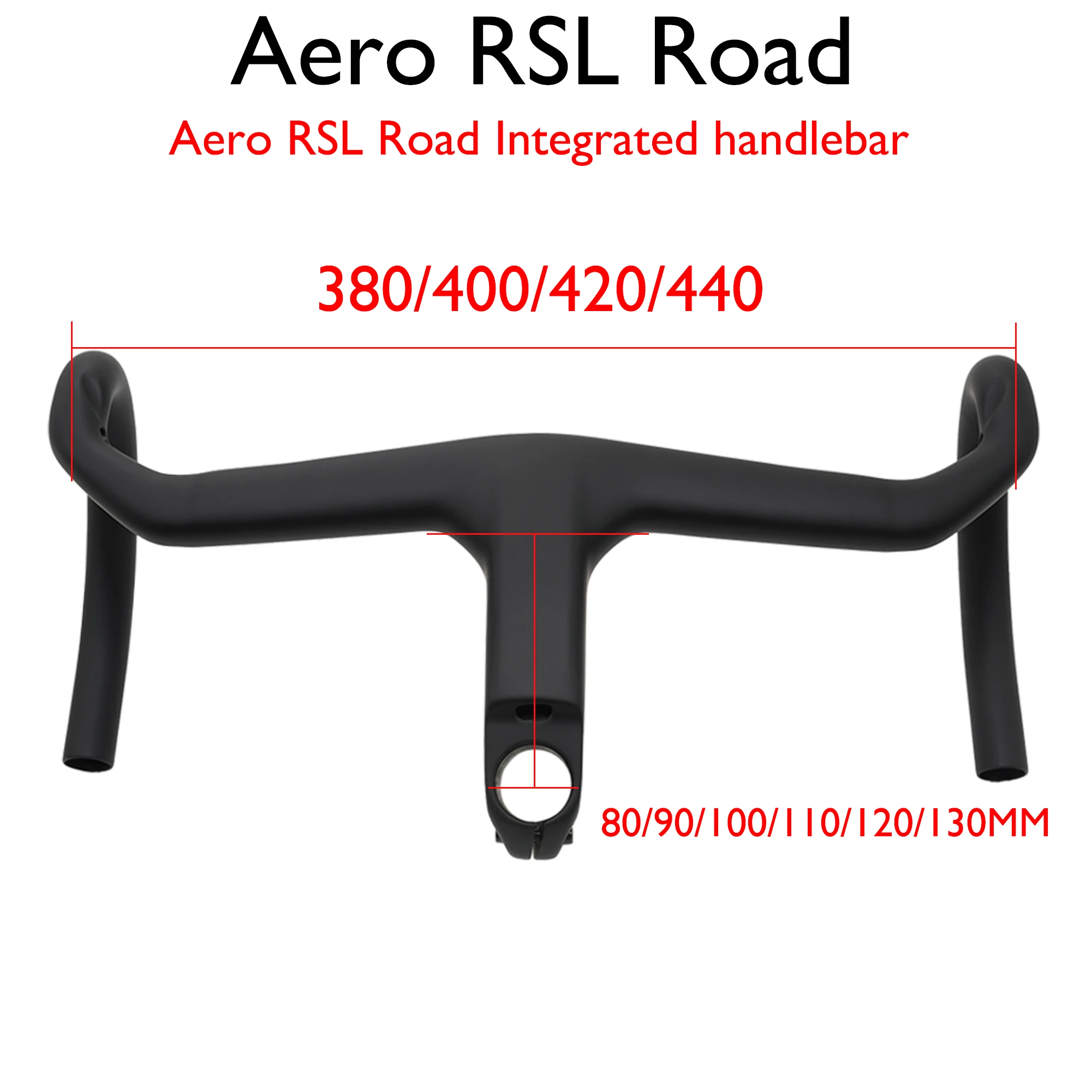 

RSL Aero Road OCLV Carbon Integrated Road Handlebar/Stem 28.6mm Clamp 80-130mm 380-440mm -7° External Aerodynamic Bike Accessory