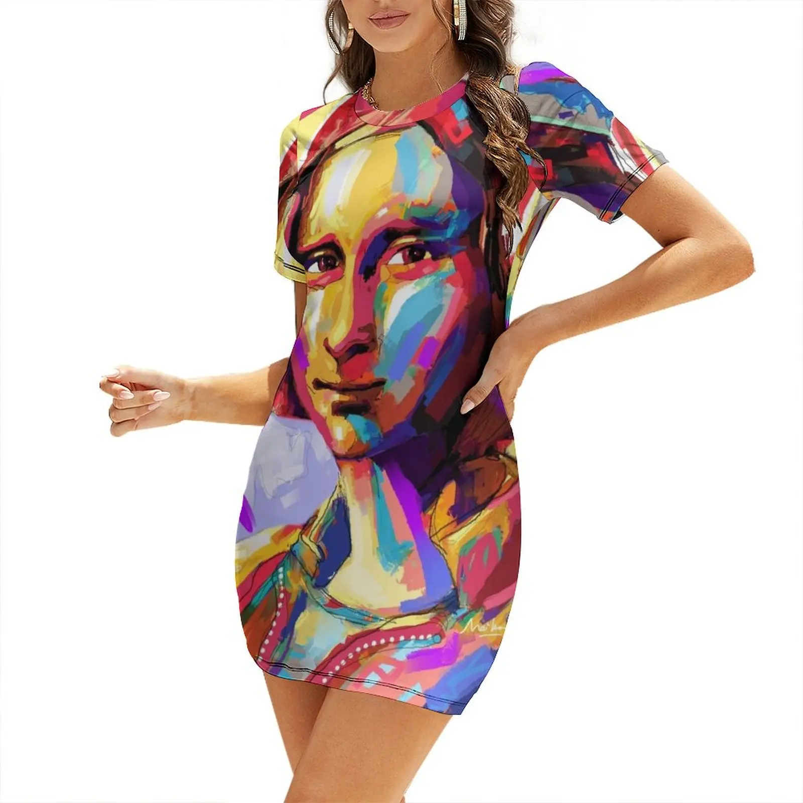 

Mona Lisa Short-Sleeved Dress women evening dress Female clothing dress for women 2025