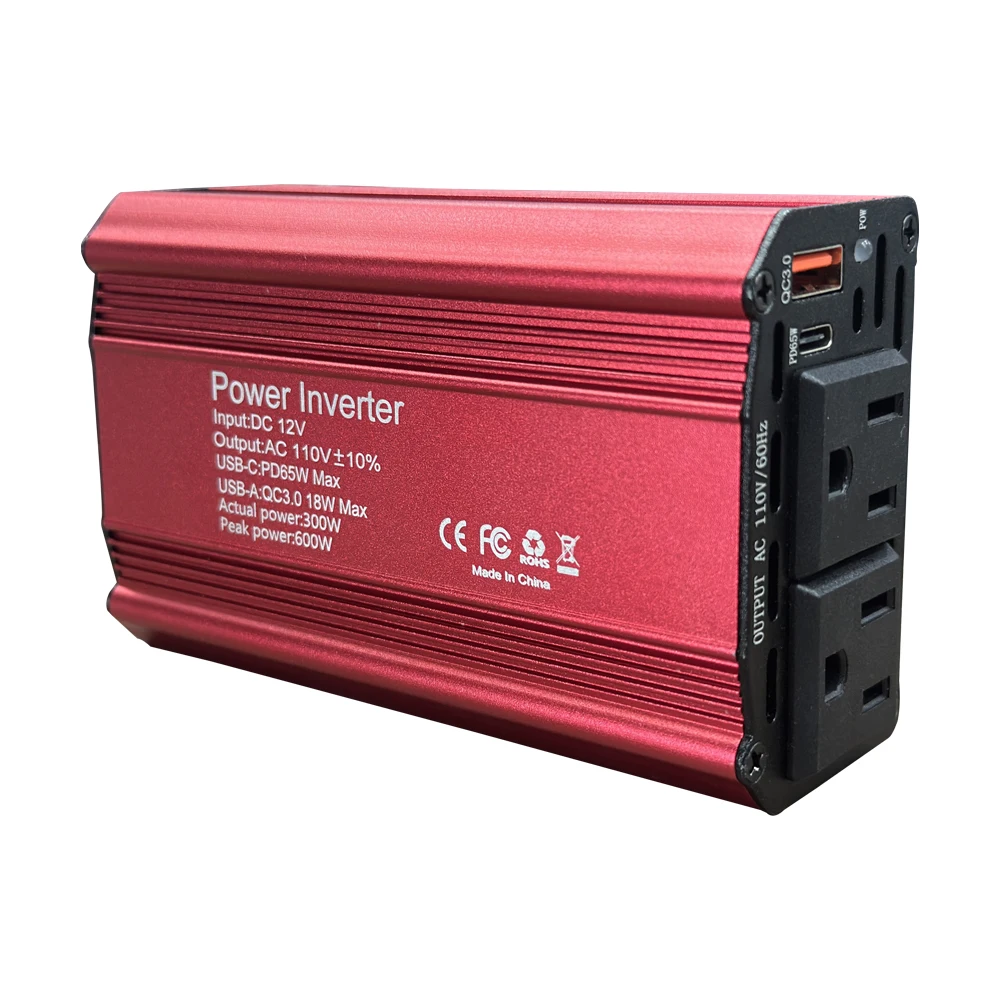 600W peak power 300W rated power car power inverter DC 12V to AC 110V USB car adapter converter improved sine wave US socket