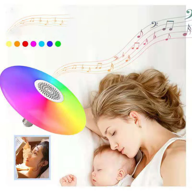 Smart RGB Light E27 LED Ceiling Light Bluetooth Bulb Speaker Home Party Led Music Player Light 24 Keys Remote Control