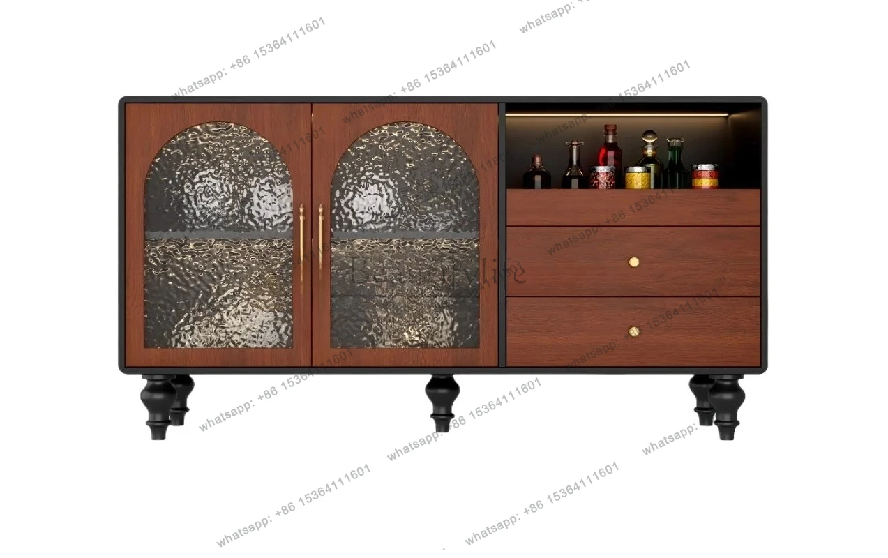 

dining side integrated wall living room cabinet solid wood home retro multi-functional locker