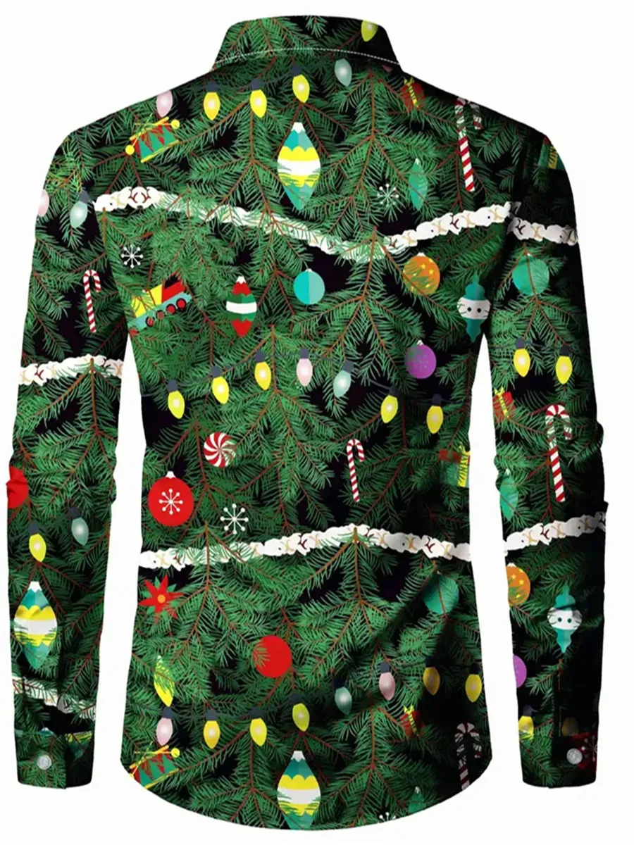 2024 New Fashionable Suit Shirt Christmas Men Muscle Christmas Tree Funny HD Pattern Soft And Comfortable Men\'s Large Size