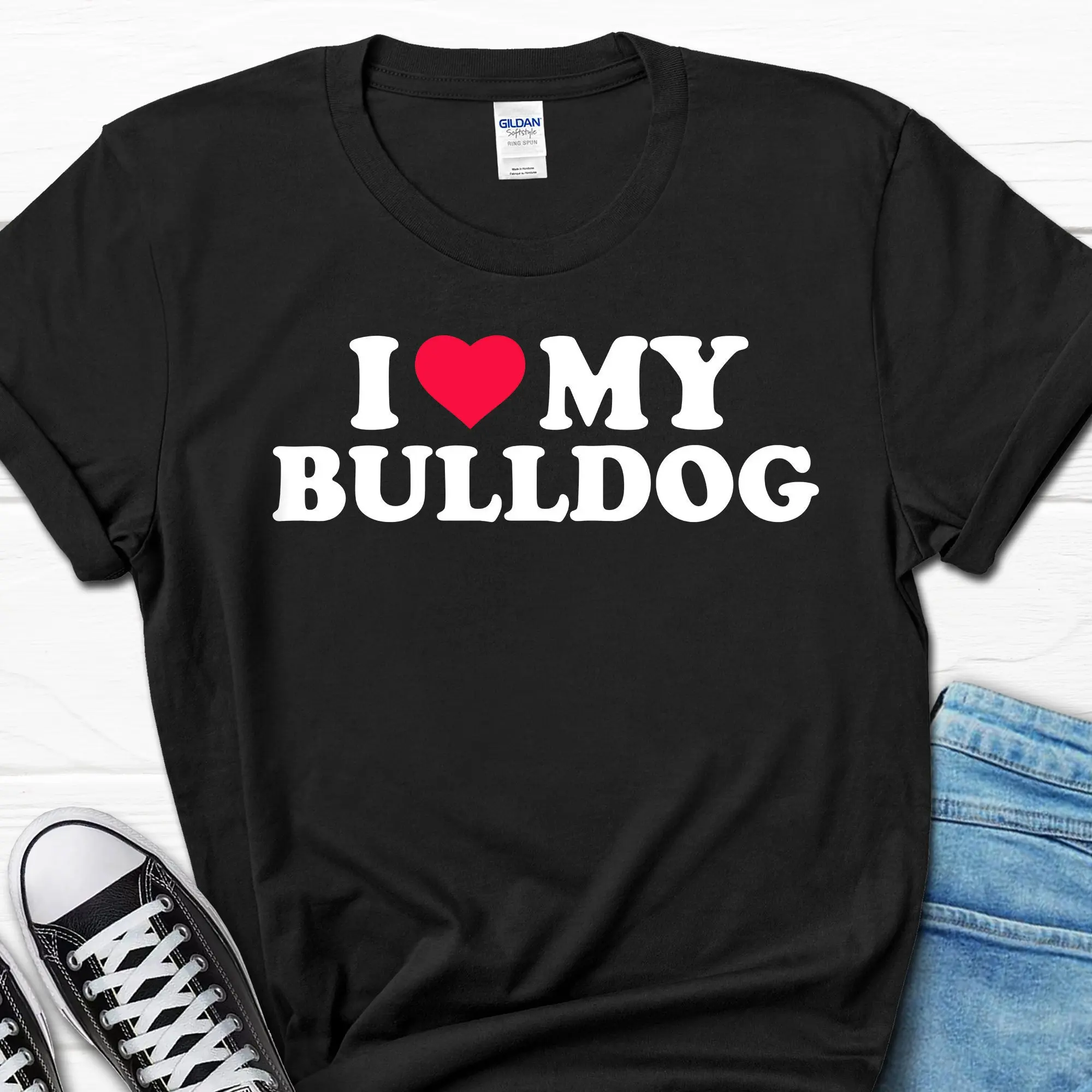 I Love My Bulldog T Shirt For Men Lover Him Dad Men's s From Wife Husband Owner