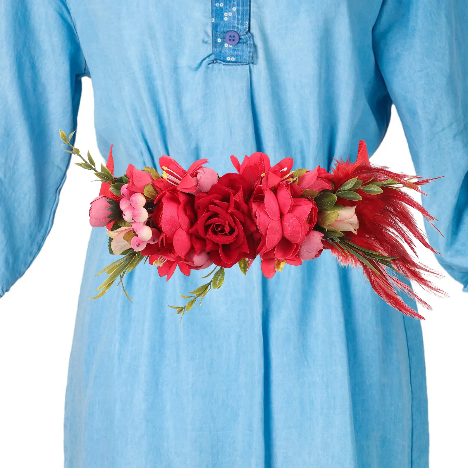 

Изысканный пояс из мягкой ткани с розами для женщин, элегантный декоративный пояс для невесты на свадьбу, модный пояс с цветочным узором, пояс с розами