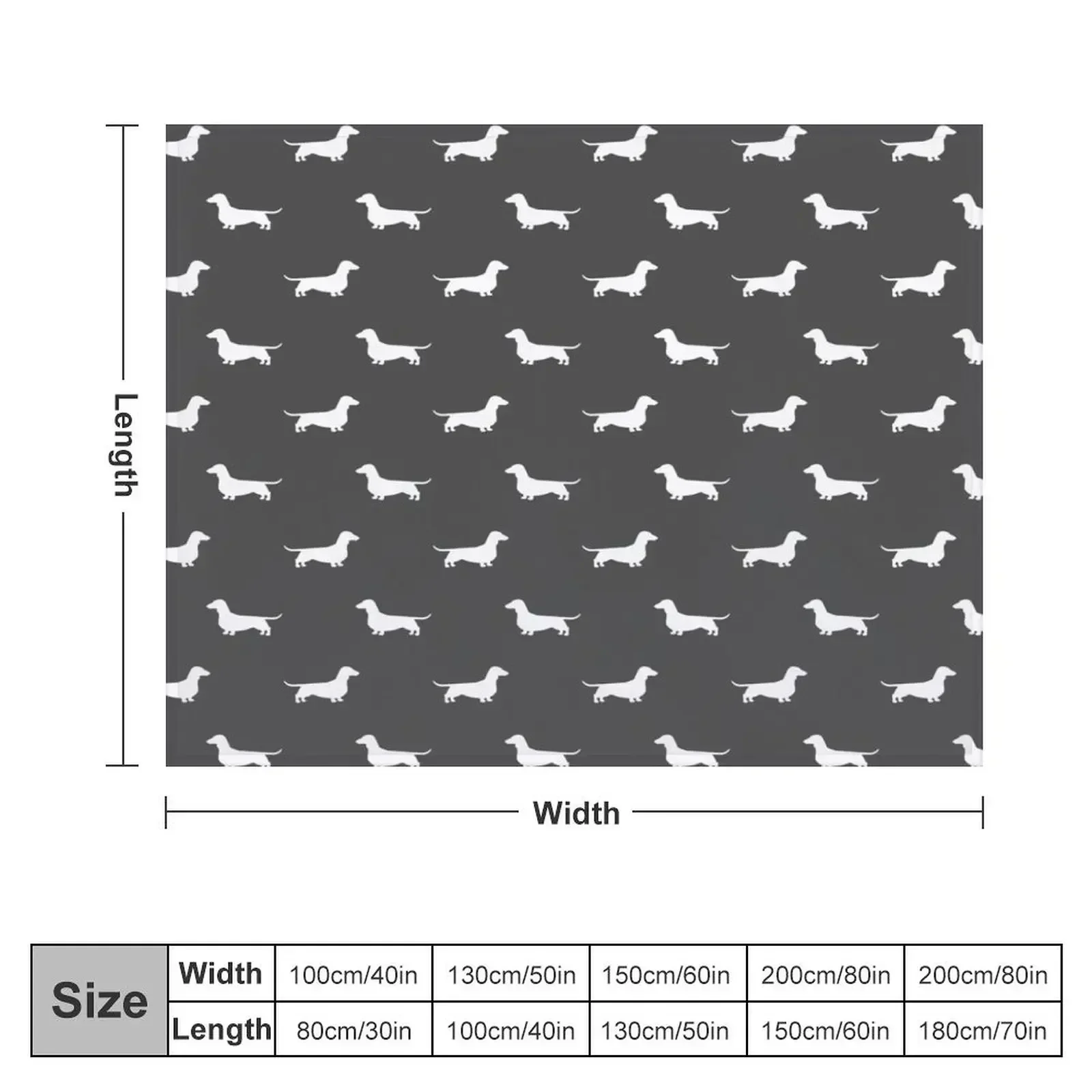 Dachshund Silhouette(s) | Wiener Dog | Smooth Coated Doxie Throw Blanket Stuffeds Luxury Blankets