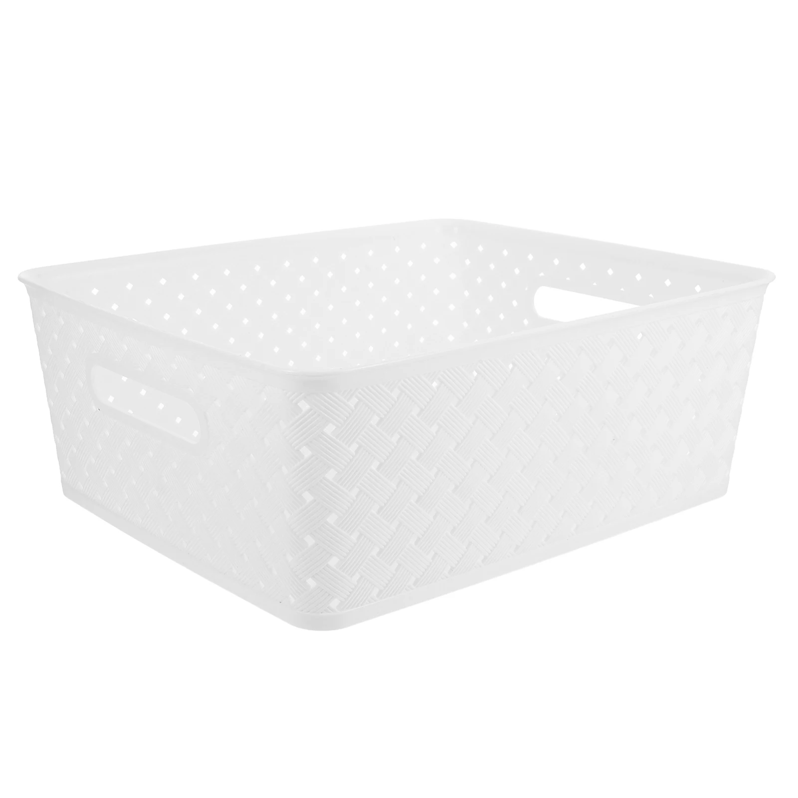 

Plastic Storage Bins Woven Large Capacity Pantry Organizer Basket Handles Laundry Toilet Basket Stackable Bins Kitchen Bedroom