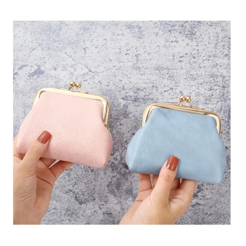 กระเป๋าเก็บของวินเทจบัตรเครดิตขนาดเล็กกระเป๋าสตางค์กระเป๋าสตางค์สตรีสุภาพสตรีขนาดกะทัดรัดหนังกระเป๋าเงินเหรียญวินเทจพร้อมซิปและKiss Lock