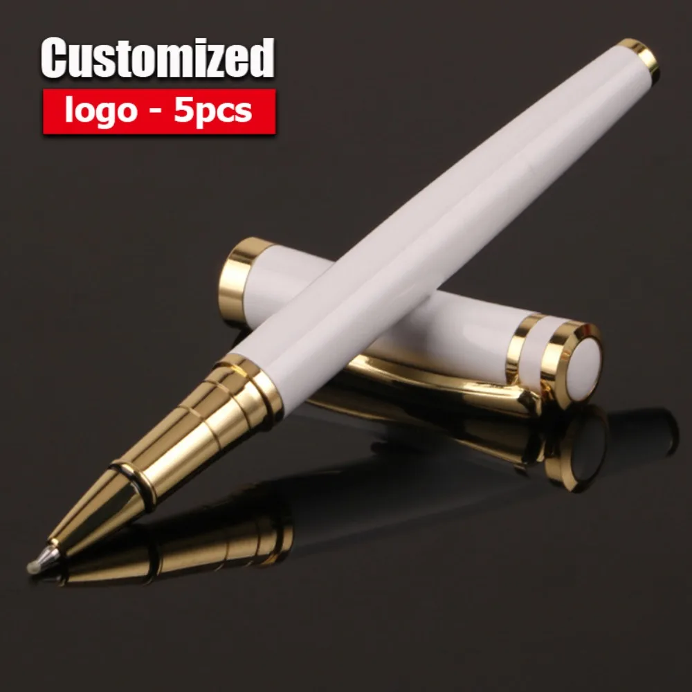 

5/10/20/30/40pcs High Quality White Metal Ballpoint Pen Wholesale Custom Logo Luxury Signature Pens Busines Office Gift Ball Pen