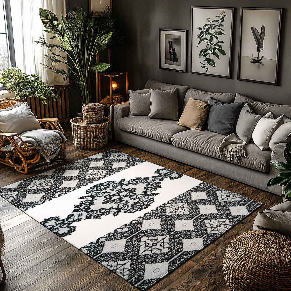 

Stylish Modern Area Rug Non Slip Indoor Outdoor Doormat Washable Home Decor Living Room Bedroom Floor Mat Accent Rug Geometric P