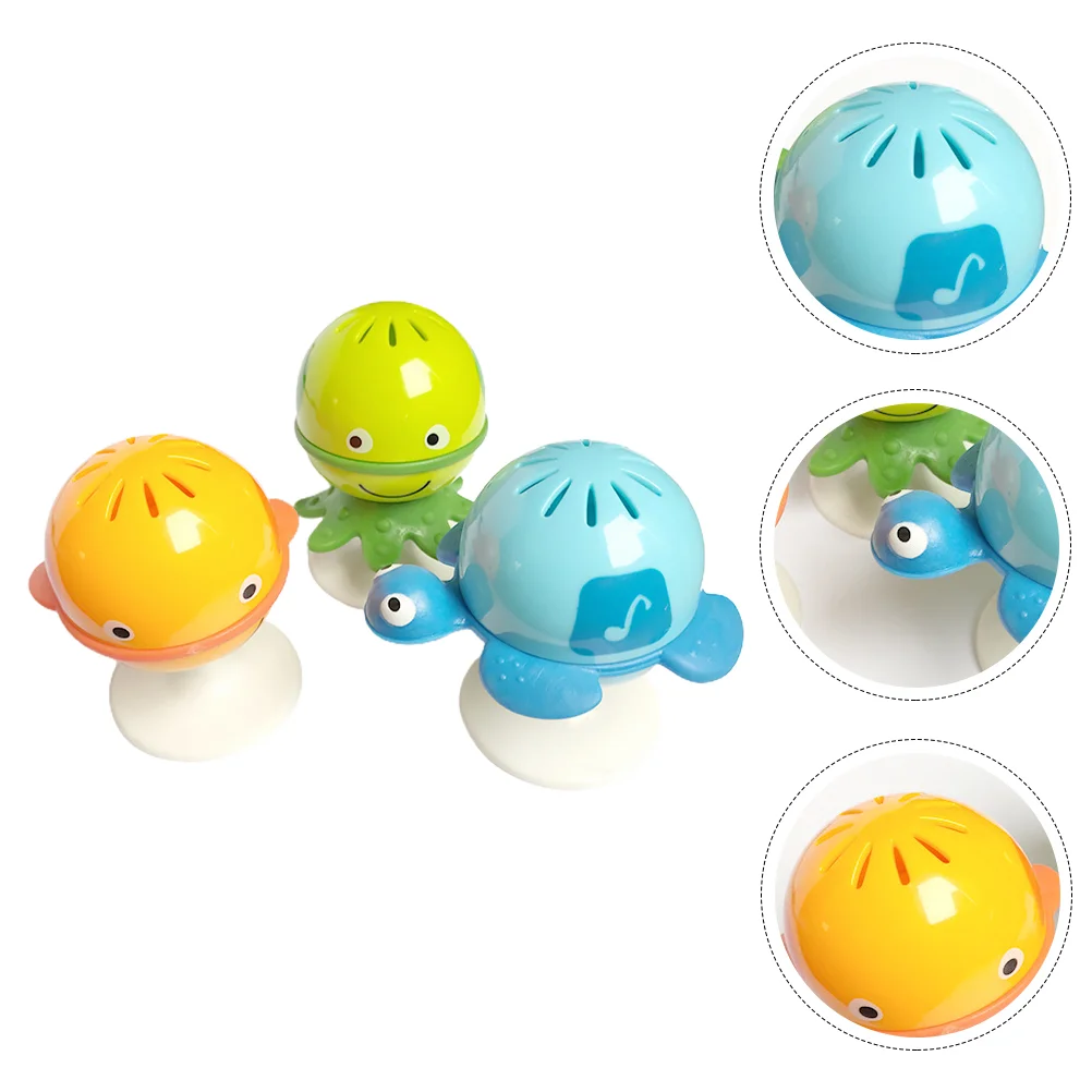 3 Pcs The Bell Kids Hand Baby Feeding Helper Suction Bowls with Sucker Noise Maker Ocean Series Grabbing