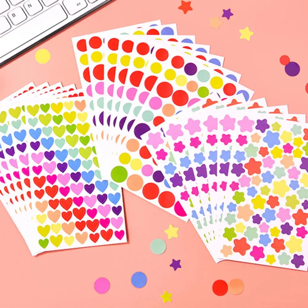 Decorative Clear Printing Flower Star Love Heart Round Shape Scrapbooking Sticker for Handbook