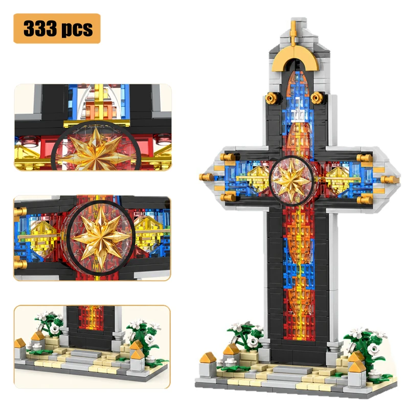 The Passion of Christ Statue Jesus Cross Translucent Building Blocks Toys Brick Set Advent Gift,Home Decor Bricks Toys for Gift