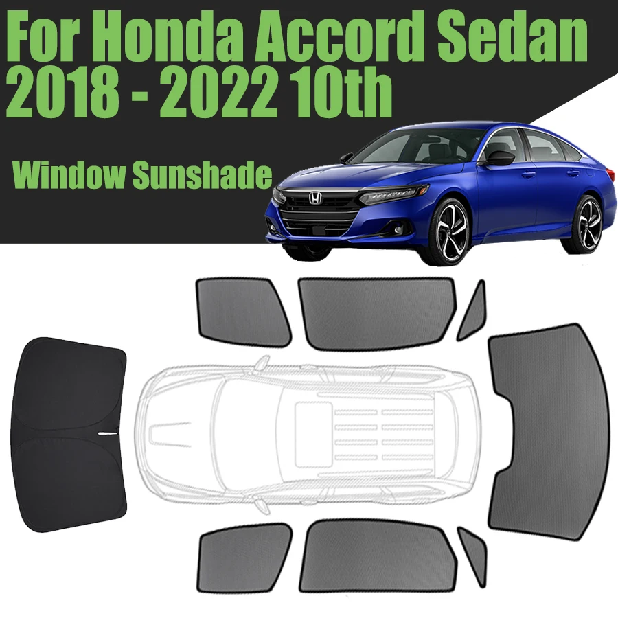 Custom Car Window Sunshade For Honda Accord Sedan 10th Generation 2018 - 2022 Magnetic Curtain Mesh Front Windshield Frame