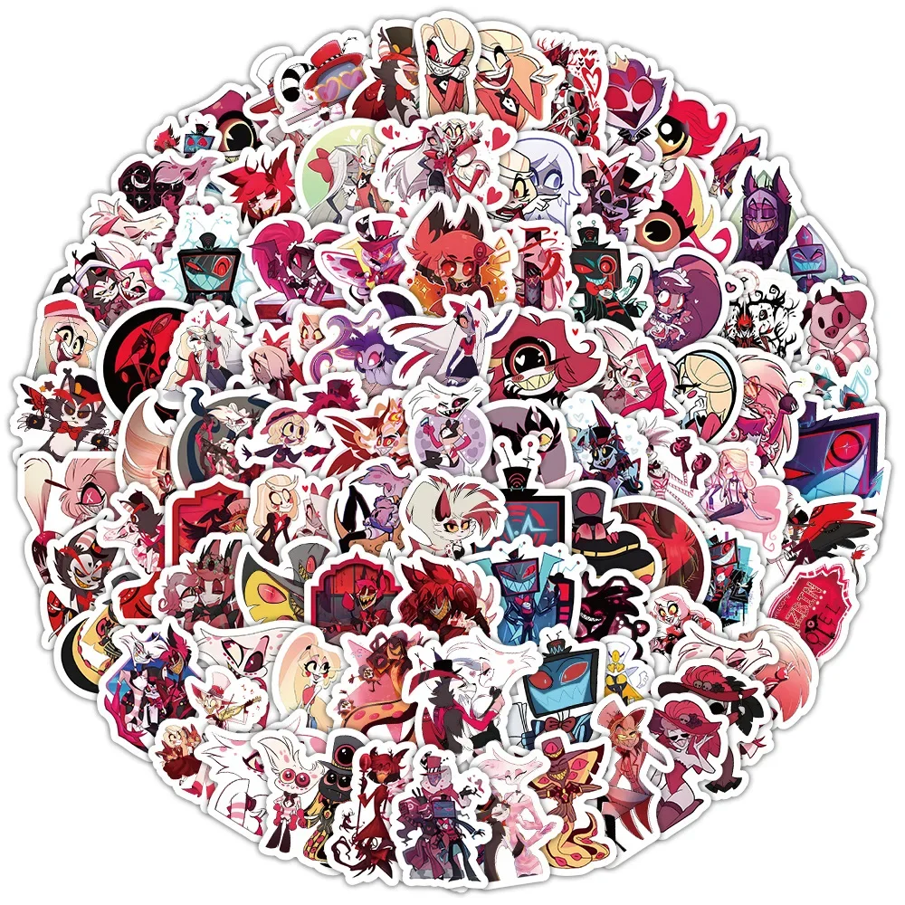 50/100pcs New Japanese Manga Hazbin Hotel Sticker Decorative Computer Luggage Skateboard Notebook Sticker