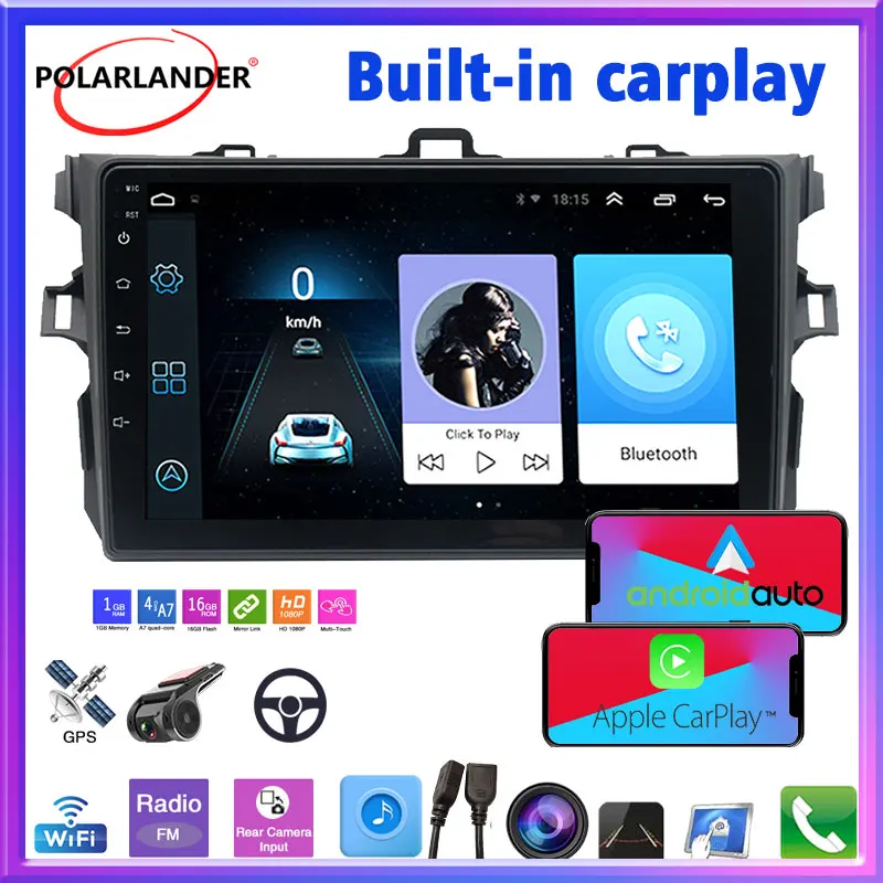 

9 inch 2din android 10 car radio bluetooth multimedia video player Built-in carplay car stereo GPS navigation for Toyota Corolla