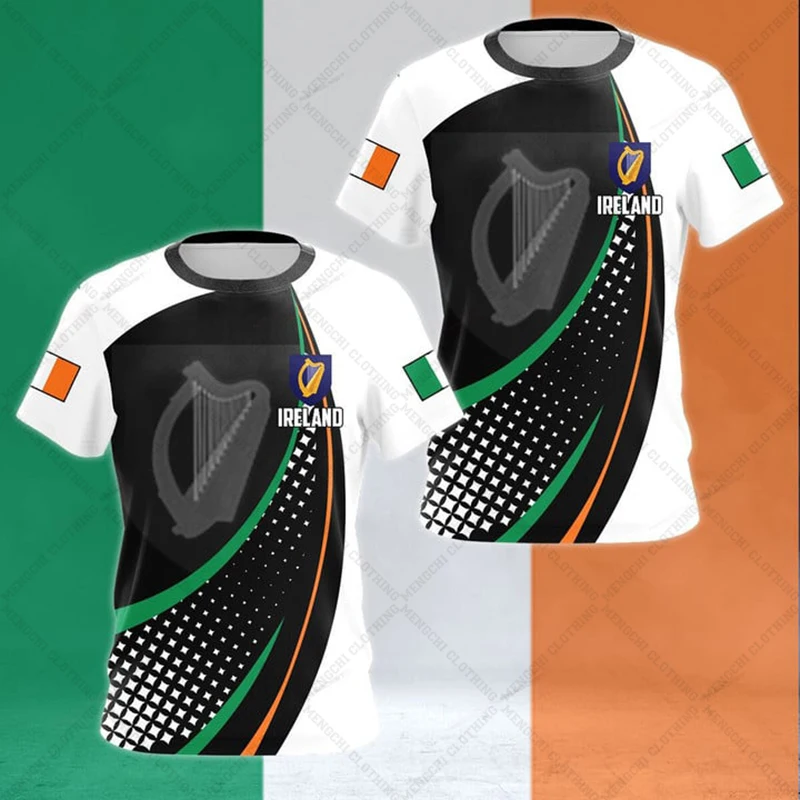 Ireland Emblem Personalized Unisex T-shirts Oversized Short Sleeve Tops Summer Casual Tees For Men Women And Kids Cool Jersey