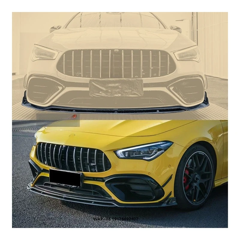 

MercedesBenz CLA45 forAMG W118 New Carbon Fiber Front Lip Bumper with Exhaust Cut-Outs Bolt-On Universal Fitment