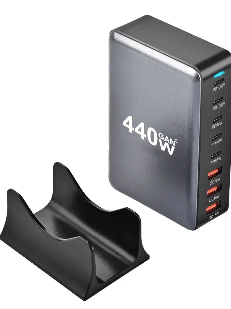 440 W Gan Fast Charge 3.0 USB Typ C Schnellladegerät Mobiles 8-Port 5C3A PD-Ladegerät Leicht zu tragendes Handy-Ladegerät